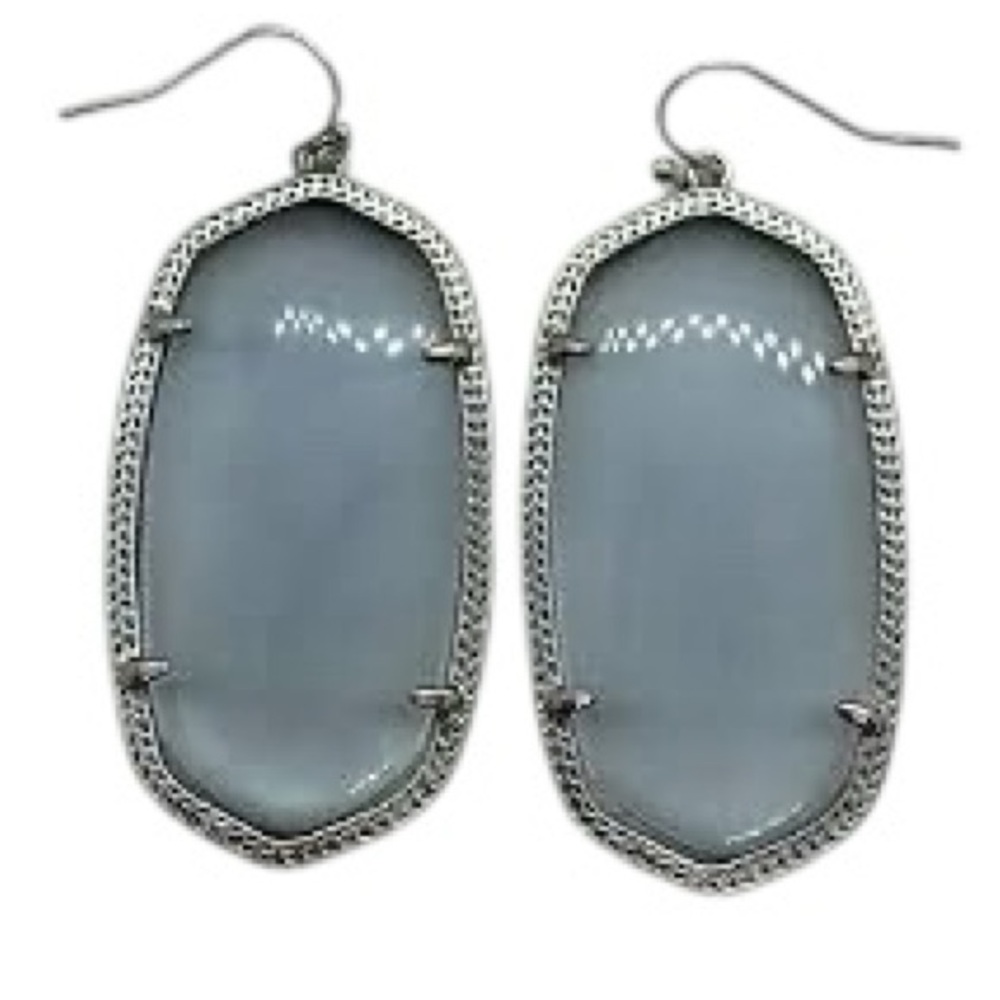 Kendra Scott Danielle Large Drop Earrings Slate Cat's Eye Glass Silver